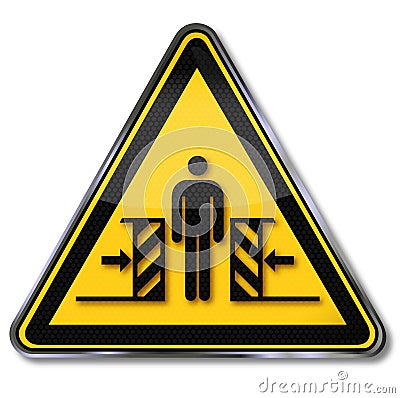 Warning of crushing between a machine Vector Illustration