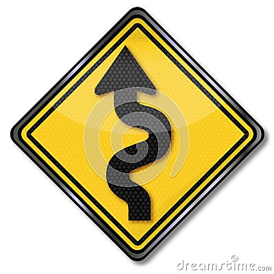 Warning curvy road and curves Vector Illustration