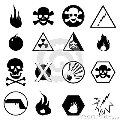 Warning And Danger Icons Set Vector Illustration