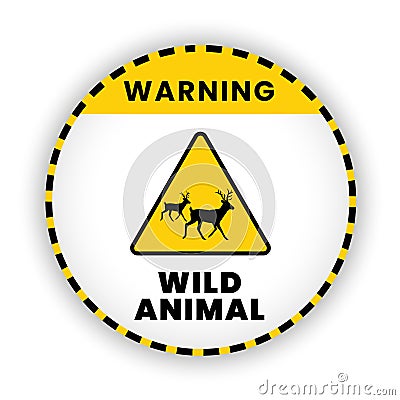 Warning of dear wild animals of road sign crossing on yellow background. vector banner for warning Stock Photo