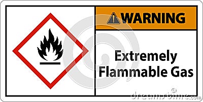 Warning Extremely Flammable Gas GHS Sign On White Background Vector Illustration