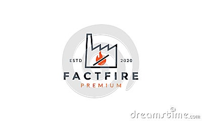 Warning fire factory line logo vector Vector Illustration