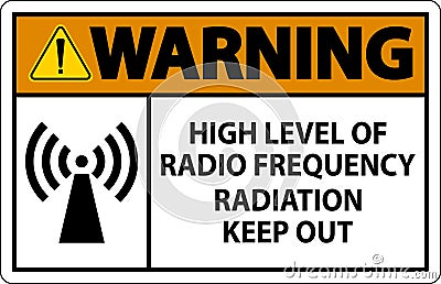 Warning High Level of RF Radiation Sign On White Background Vector Illustration