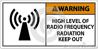 Warning High Level of RF Radiation Sign On White Background Vector Illustration