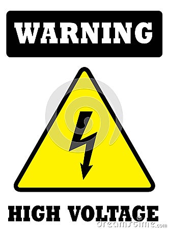 WARNING HIGH VOLTAGE Sign or Board Vector Illustration