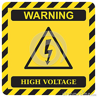 Warning high voltage sign. Vector Illustration