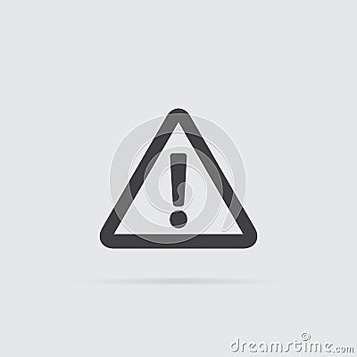 Warning icon in flat style isolated on grey background Vector Illustration