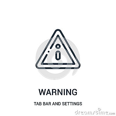 warning icon vector from tab bar and settings collection. Thin line warning outline icon vector illustration Vector Illustration