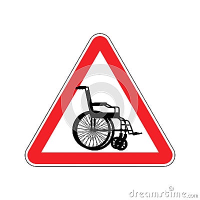 Warning invalid. Sign caution wheelchair on road. Danger way symbol red Triangle Vector Illustration