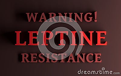 Warning Leptin Resistance message on red background Cartoon Illustration