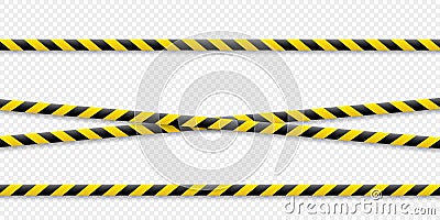 Warning lines. Caution it is dangerous to health. Warning barricade tape, yellow-black, on an isolated background. Vector. Vector Illustration