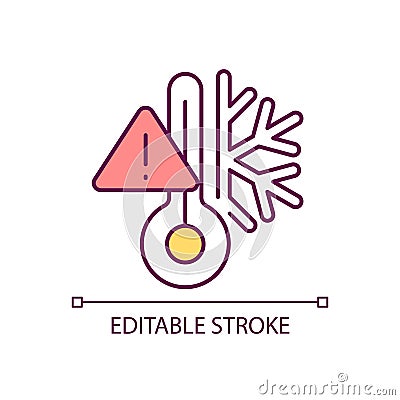 Warning about low temperature RGB color icon Vector Illustration