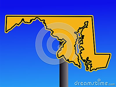 Warning Maryland sign Cartoon Illustration