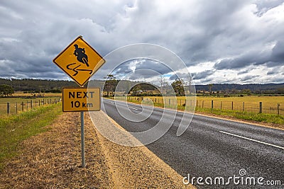 Motorcyclists road signs Stock Photo