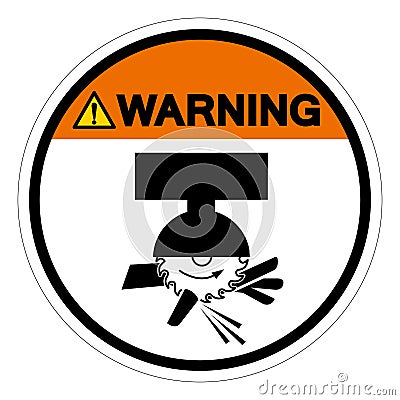 Warning Moving Saw Blade On Swing Machine Can Cut Symbol Sign, Vector Illustration, Isolate On White Background Label .EPS10 Vector Illustration