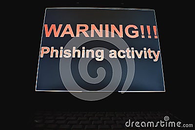 Warning !!! phishing activity Stock Photo