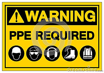 Warning PPE. Required Symbol Sign,Vector Illustration, Isolated On White Background Label. EPS10 Vector Illustration