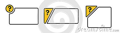 Warning question empty message with yellow edge. Vector Illustration