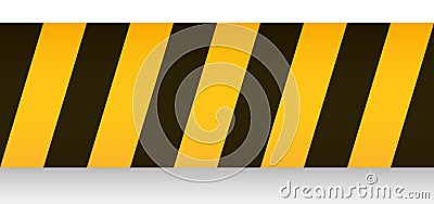 Warning ribbon with yellow black stripes. Barricade tape Vector Illustration