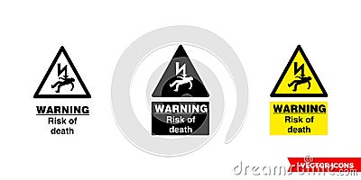 Warning risk of death icon of 3 types color, black and white, outline. Isolated vector sign symbol Stock Photo