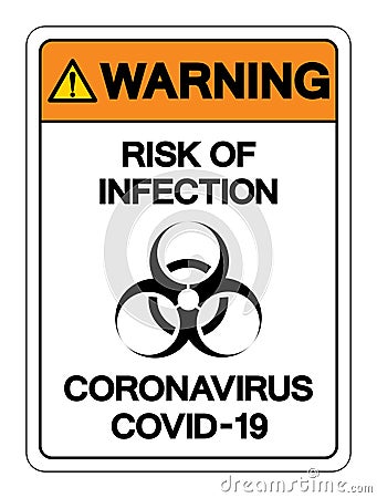 Warning Risk Of Infection Coronavirus Covid-19 Symbol Sign, Vector Illustration, Isolate On White Background Label. EPS10 Vector Illustration