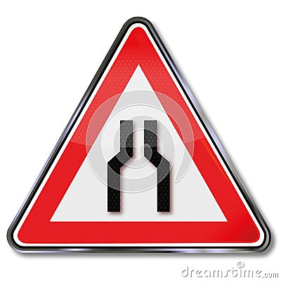 Warning road narrows Vector Illustration