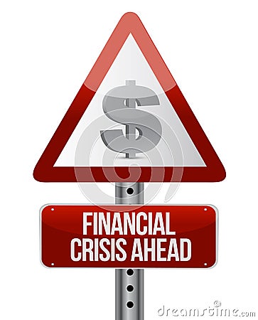 Warning road sign with a financial crisis concept Stock Photo