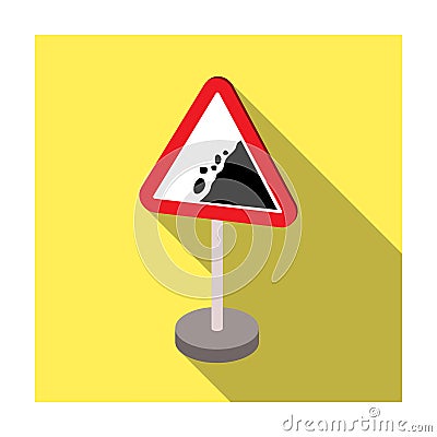 Warning road sign icon in flat style isolated on white background. Road signs symbol. Vector Illustration