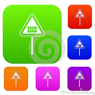 Warning road sign set collection Vector Illustration