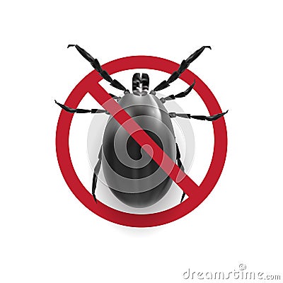 Warning sign in black and white.. Harvest bug on a white background with shadow. illustration Vector Illustration