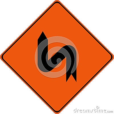 Warning sign with dangerous curves on left Stock Photo