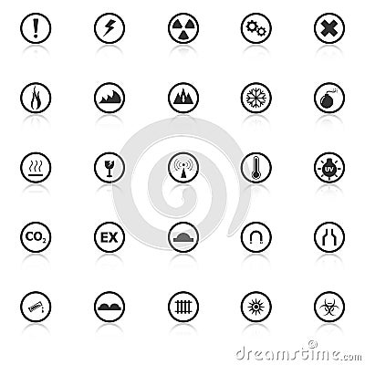 Warning sign icons with reflect on white backgroun Vector Illustration