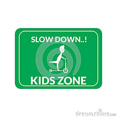 Warning sign for kids zone Vector Illustration