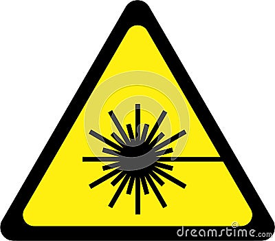 Warning sign with laser beam Stock Photo