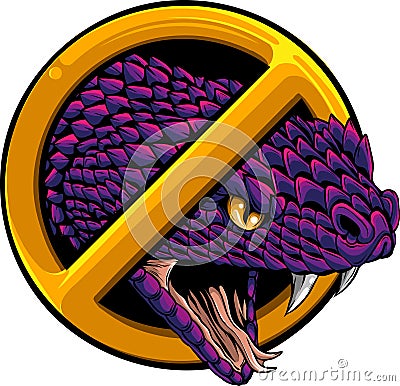 Warning sign no snakes. Prohibition snakes sign isolated on white background. Vector illustration Vector Illustration