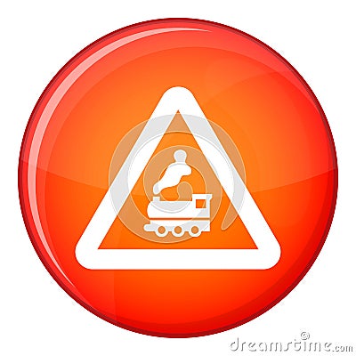 Warning sign railway crossing without barrier icon Vector Illustration