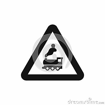 Warning sign railway crossing without barrier icon Vector Illustration