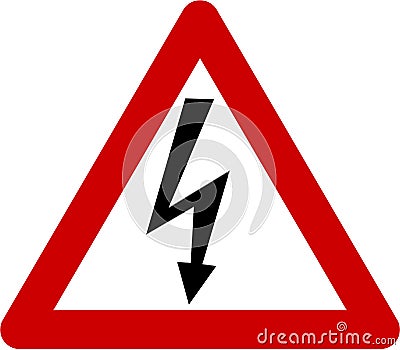 Warning sign with shock Stock Photo