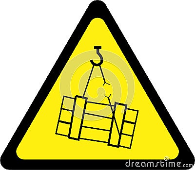 Warning sign with suspended loads Stock Photo