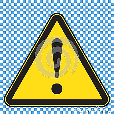 Warning sign, triangle yellow sign with exlamation mark Vector Illustration