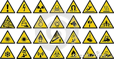 Warning sign vector sign - Set of triangle yellow warning sign. Vector Illustration