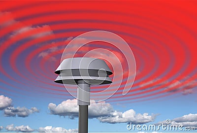 Warning signal from siren Stock Photo