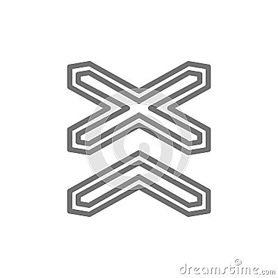 Warning signs multipath railway line icon. Vector Illustration