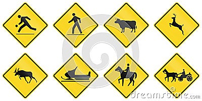 Warning Signs in Ontario - Canada Stock Photo