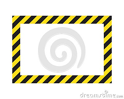 Warning striped frame, warning to be careful, potential danger, yellow & black stripes on the diagonal, vector template sign Cartoon Illustration