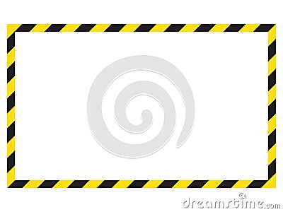 Warning striped frame, warning to be careful, potential danger, yellow & black stripes on the diagonal Vector Illustration