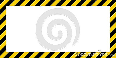 Warning striped rectangular background border yellow and black color Construction warning border Vector Illustration