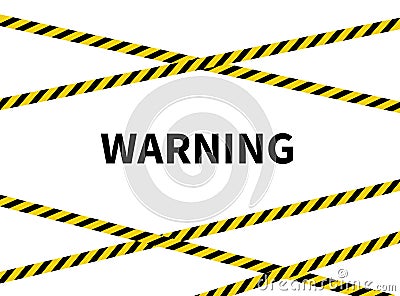 Warning tape. Black and yellow line striped on white background. Caution and danger tapes. Vector illustration Vector Illustration