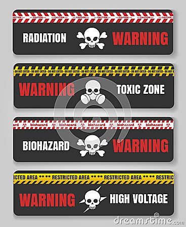 Warning tape with skulls Vector Illustration