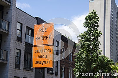 Warning traffic sign for construction works in the street in Mon Stock Photo